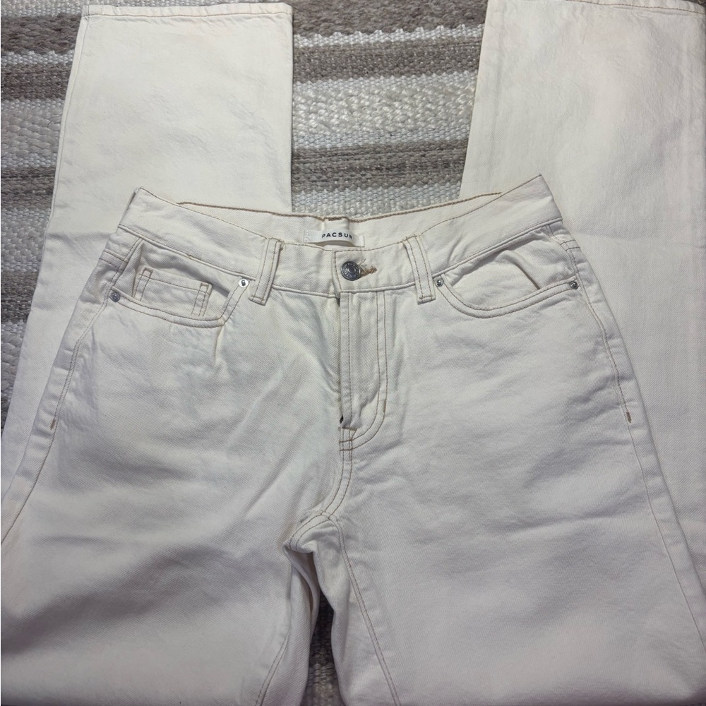 pacsun lowrise boyfriend Women's Cream Jeans